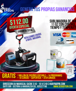 SUBLIMADORA DE JARROS 11 OZ CON CONTROL DE TIEMPO Y TEMPERATURA
