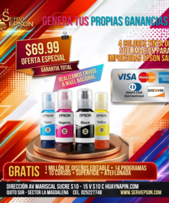 4 COLORES TINTA DE SUBLIMACIÓN PARA IMPRESORAS EPSON SANTEC