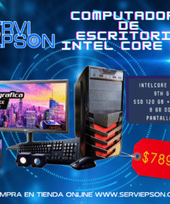 COMPUTADORA ESCRITORIO INTEL CORE I5 NOVENA GENERACION 8GB DDR4 SSD120+HDD1TB GRAFICA GEFORCE 2GB NVIDIA