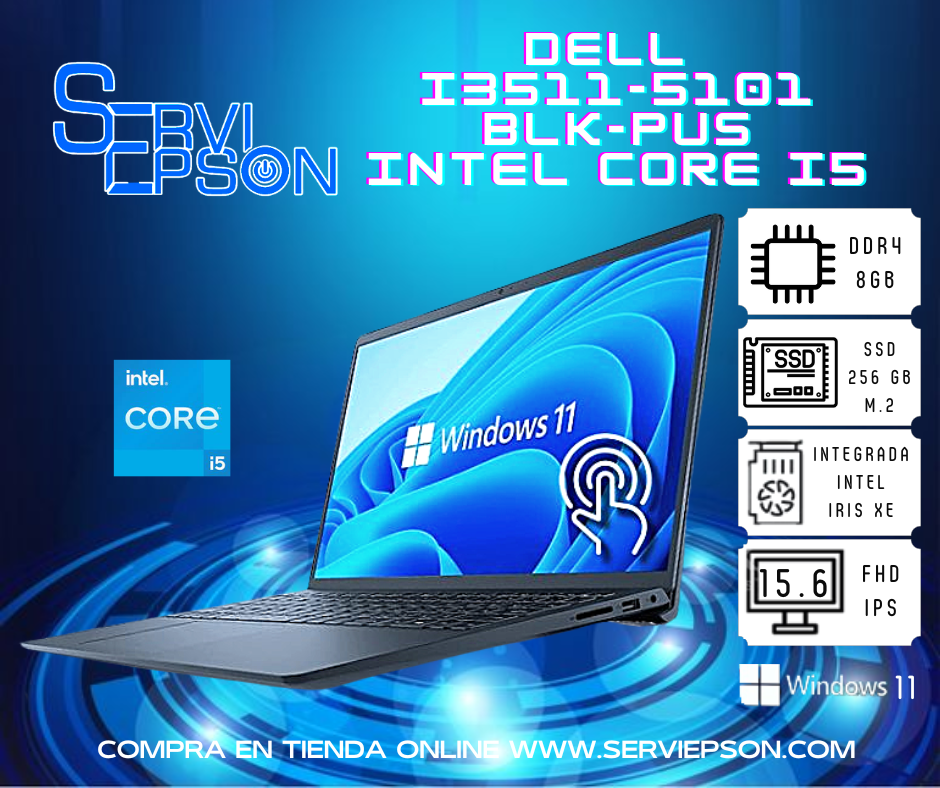 LAPTOP DELL INTEL CORE I5 ONCEAVA GENERACION RAM 8GB SSD 256GB