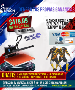 SUBLIMADORA 60X40 BANDEJA DESLIZABLE CON CONTROL DE TIEMPO Y TEMPERATURA*