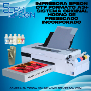 IMPRESORA EPSON DTF FORMATO A3+ CON HORNO DE PRESECADO INCORPORADO MEDIDAS DE IMPRESION 32CM ANCHO 1.22 DE LARGO