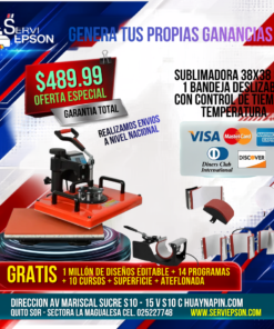SUBLIMADORA 38X38 8 EN 1 BANDEJA DESLIZABLE CON CONTROL DE TIEMPO Y TEMPERATURA
