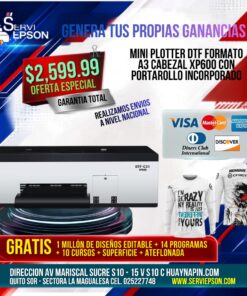 PLOTTER DTF CABEZAL XP600 CON PORTAROLLO INCORPORADO