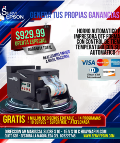 HORNO AUTOMATICO PARA IMPRESORA DTF FORMATO A3 CON CONTROL DE TIEMPO Y TEMPERATURA CON SENSOR AUTOMATICO