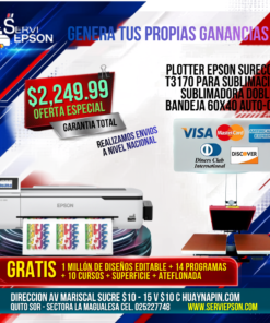 PLOTTER EPSON SURECOLOR T3170 PARA SUBLIMACION + SUBLIMADORA DOBLE BANDEJA 60X40 AUTO-OPEN