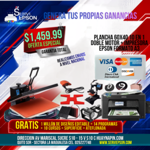 PLANCHA 60X40 10 EN 1 DOBLE MOTOR + IMPRESORA EPSON FORMATO A3*