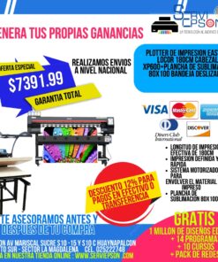 *PLOTTER DE IMPRESION EASYJET LOCOR 180CM CABEZAL XP600+PLANCHA DE SUBLIMACION 80X100 BANDEJA DESLIZABLE*