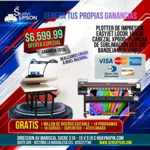 *PLOTTER DE IMPRESION EASYJET LOCOR 180CM CABEZAL XP600+PLANCHA DE SUBLIMACION 80X100 BANDEJA DESLIZABLE*