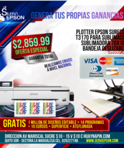 PLOTTER EPSON SURECOLOR T3170 PARA SUBLIMACION + SUBLIMADORA 70X100 BANDEJA DESLIZABLE