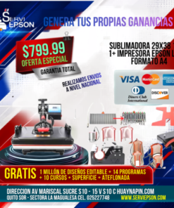 SUBLIMADORA 29X38 15 EN 1+ IMPRESORA EPSON L1250 FORMATO A4