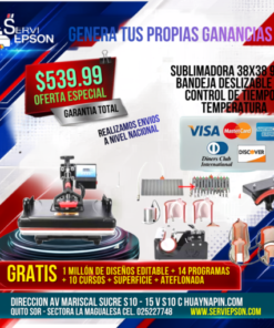 SUBLIMADORA 38X38 9 EN 1 BANDEJA DESLIZABLE CON CONTROL DE TIEMPO Y TEMPERATURA