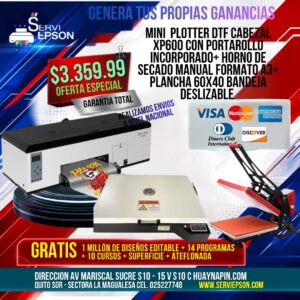 MINI PLOTTER DTF MODELO C31 CABEZAL XP600+HORNO DE SECADO MANUAL+PLANCHA 60X40 BANDEJA DESLIZABLE